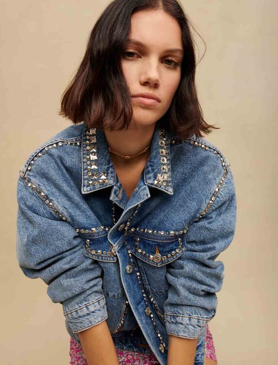 Denim jacket with rhinestones - Blazers - MAJE