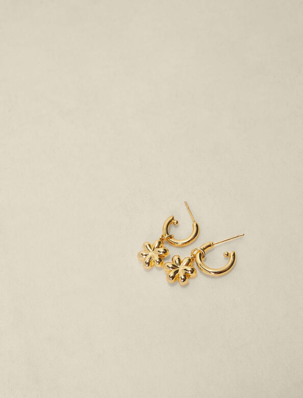 Gold-tone flower hoops : Jewelry color Gold