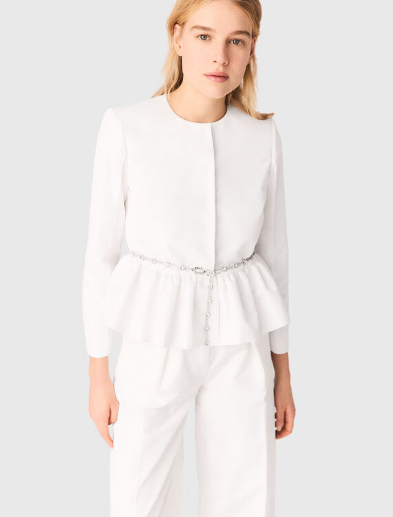 Cropped jacket with jewelled belt - Blazers & Jackets - MAJE