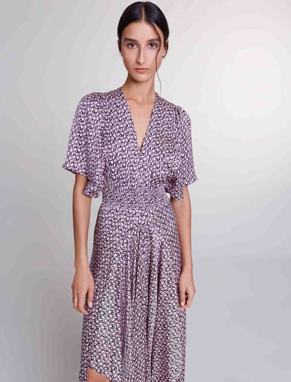 Satin-look patterned maxi dress -  - MAJE