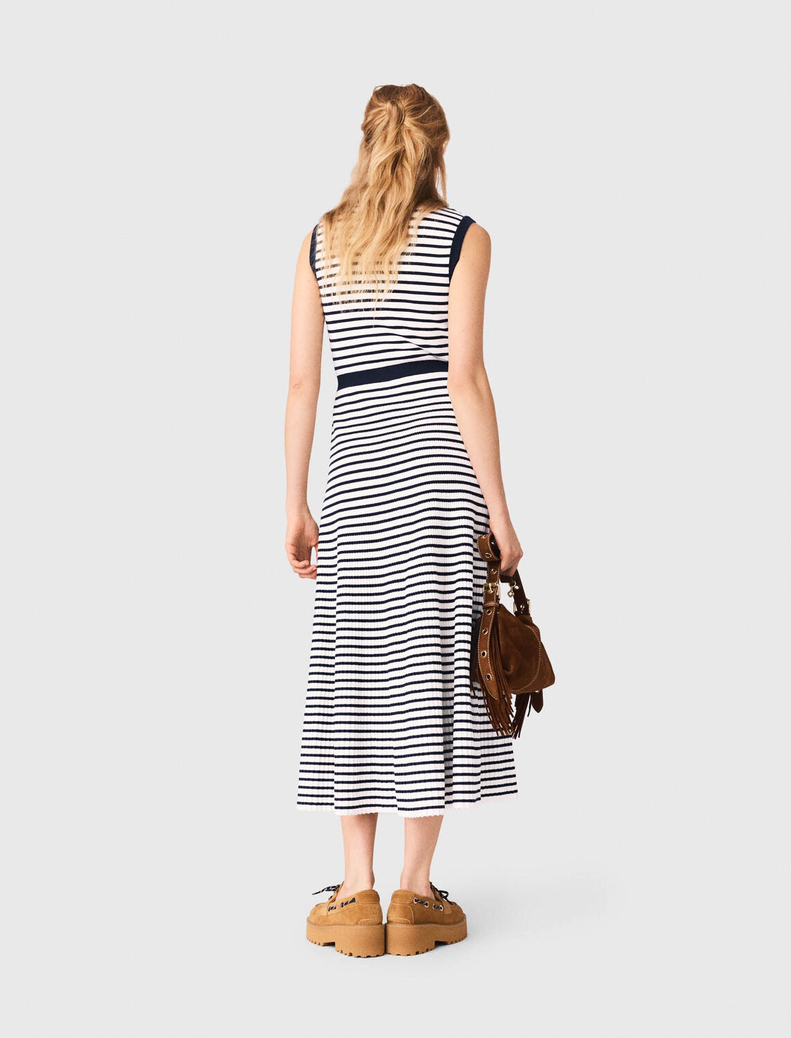 Breton stripe knit maxi dress - Dresses - MAJE