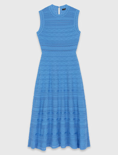 Pointelle knit maxi dress : Dresses color Blue