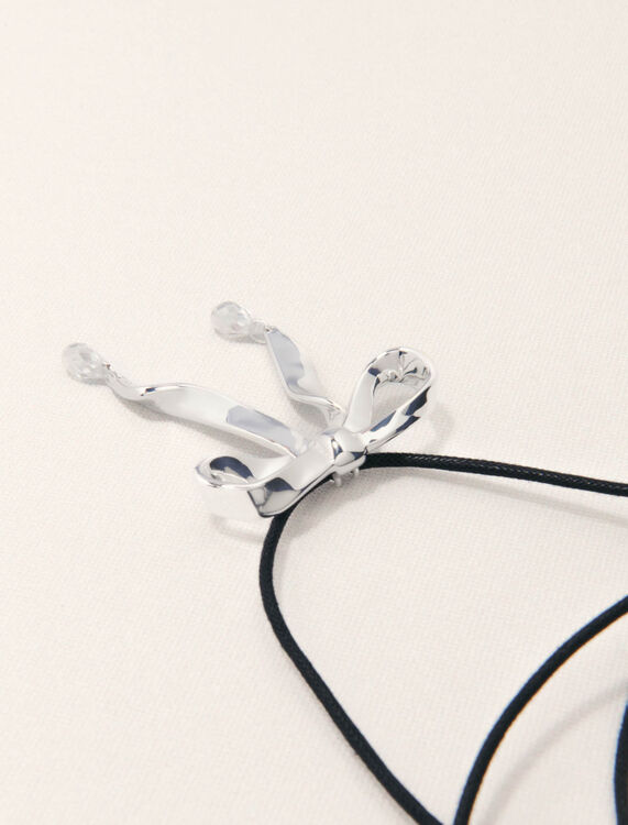 Silver bow necklace -  - MAJE