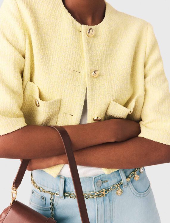 Short-sleeved tweed jacket - Blazers & Jackets - MAJE