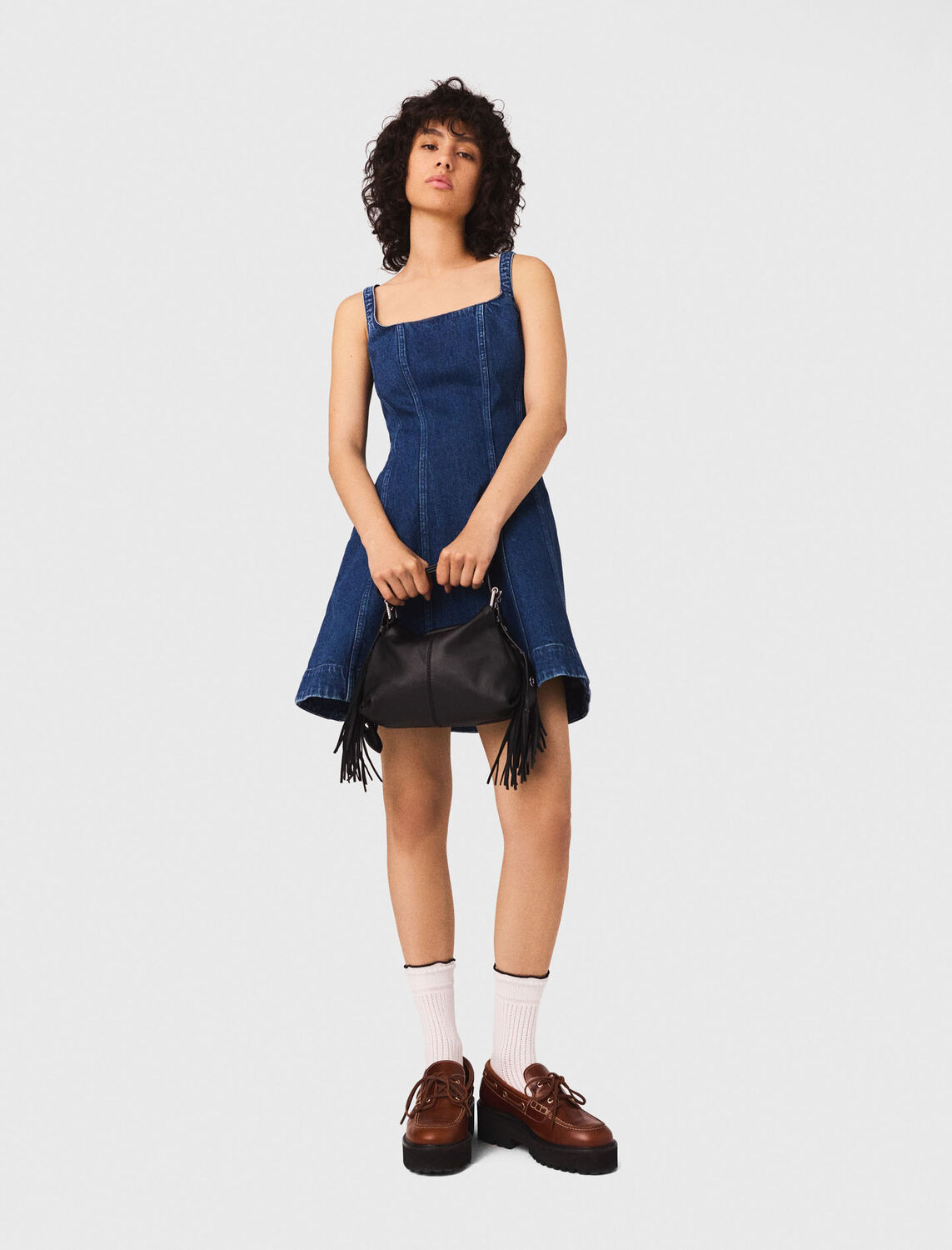 Short denim flared dress - Dresses - MAJE