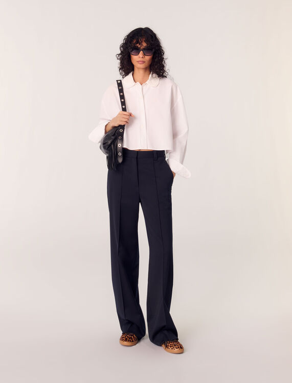 Short shirt with embroidered collar : Shirts color White