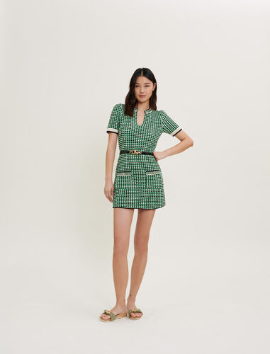 格纹针织连衣裙 : Dresses 顏色 绿色/GREEN