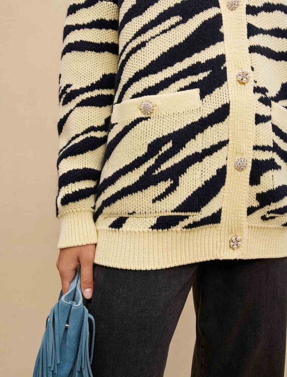 Yellow printed oversized cardigan - Sweaters & Cardigans - MAJE