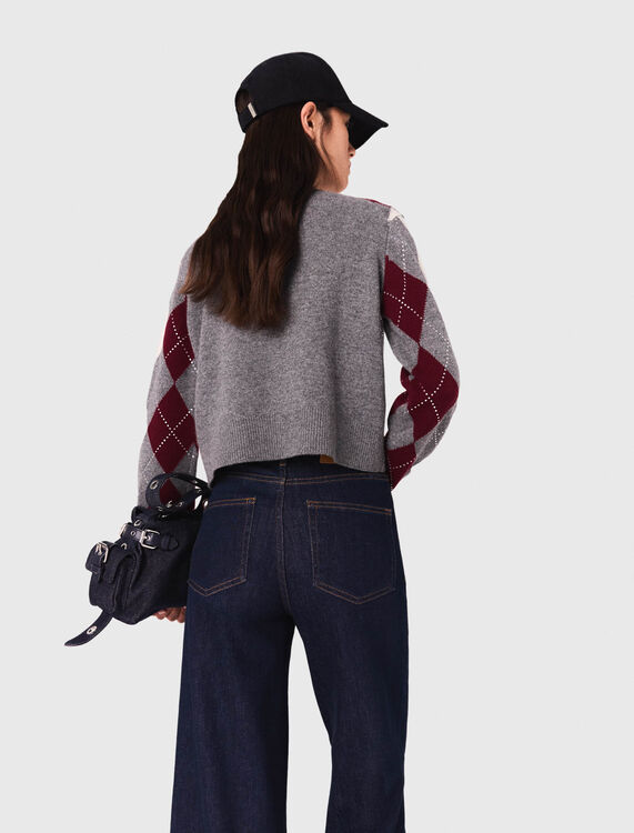 Cropped argyle jumper - Sweaters & Cardigans - MAJE