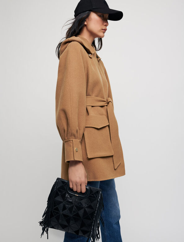 Double-faced wool blend belted coat : Coats & Jackets color 