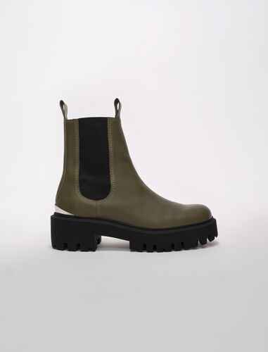 Platform Chelsea boots : Shoes color Khaki
