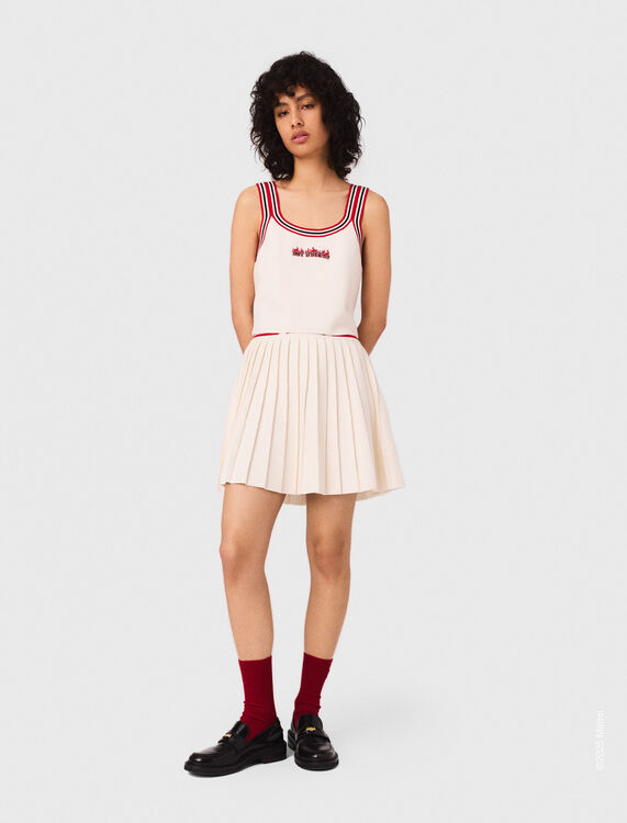 Short pleated knitted skirt : Hot Wheels™ x Maje color White