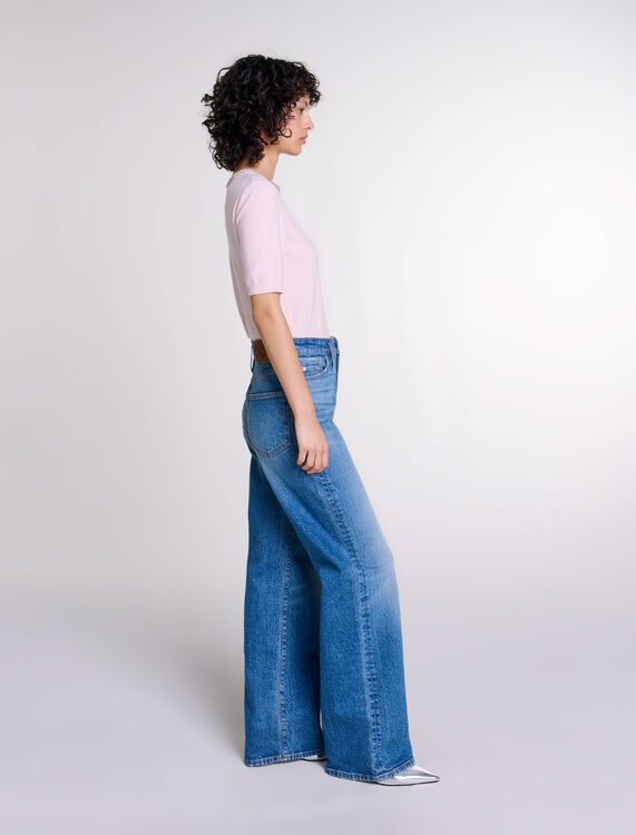 Knit crop jumper with rhinestones - null - MAJE