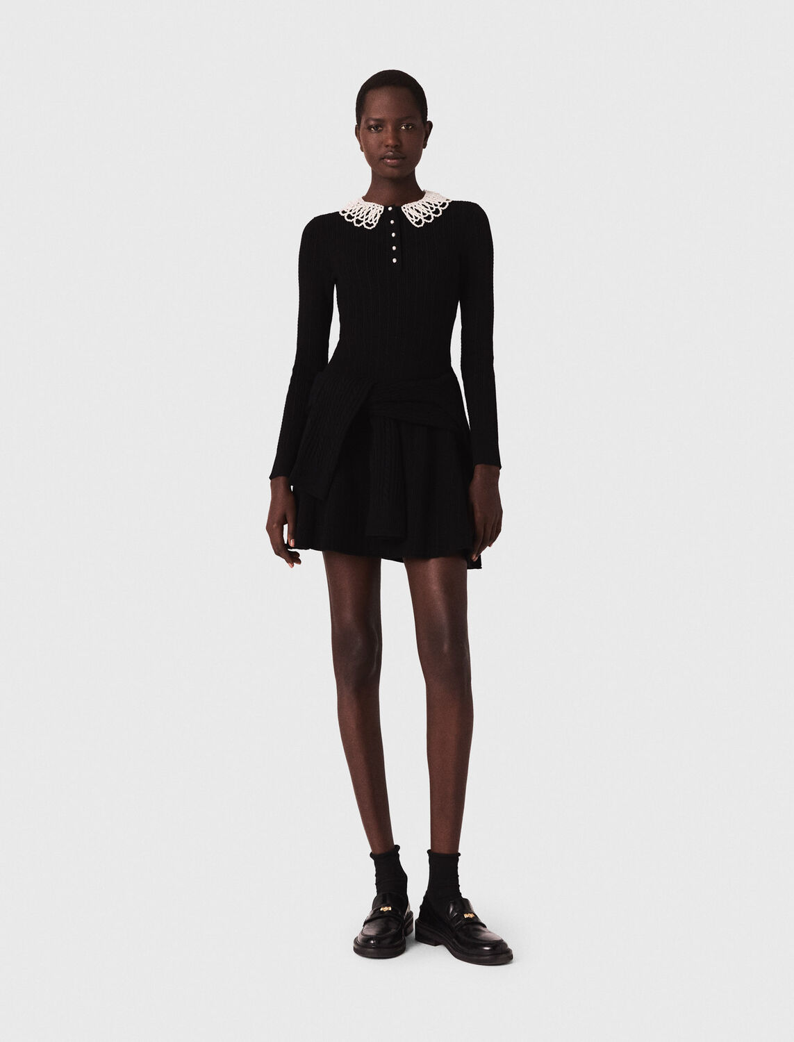 Short beaded-collar knit dress - Dresses - MAJE