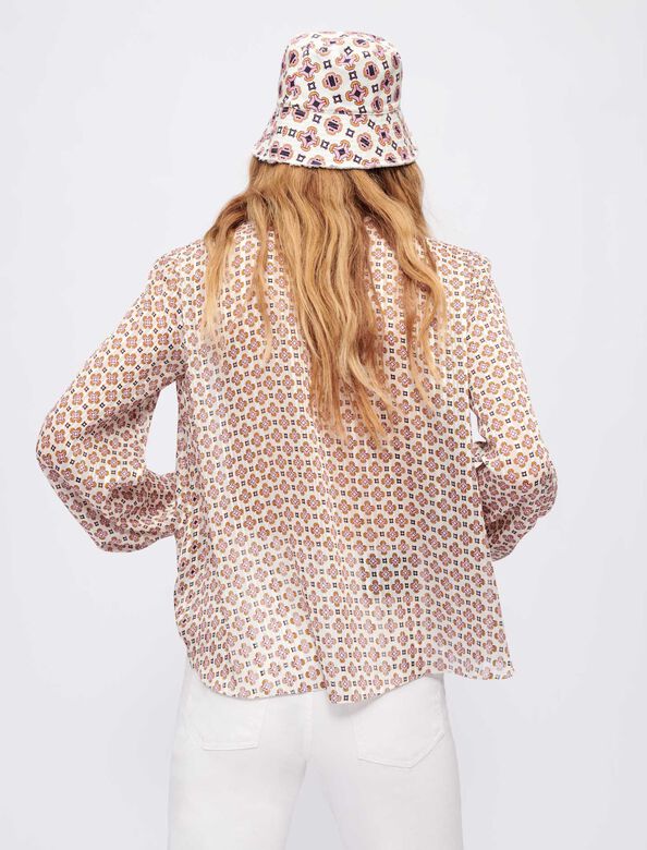 Flowing printed jacquard top : Tops & T-shirts color Tiles ecru background