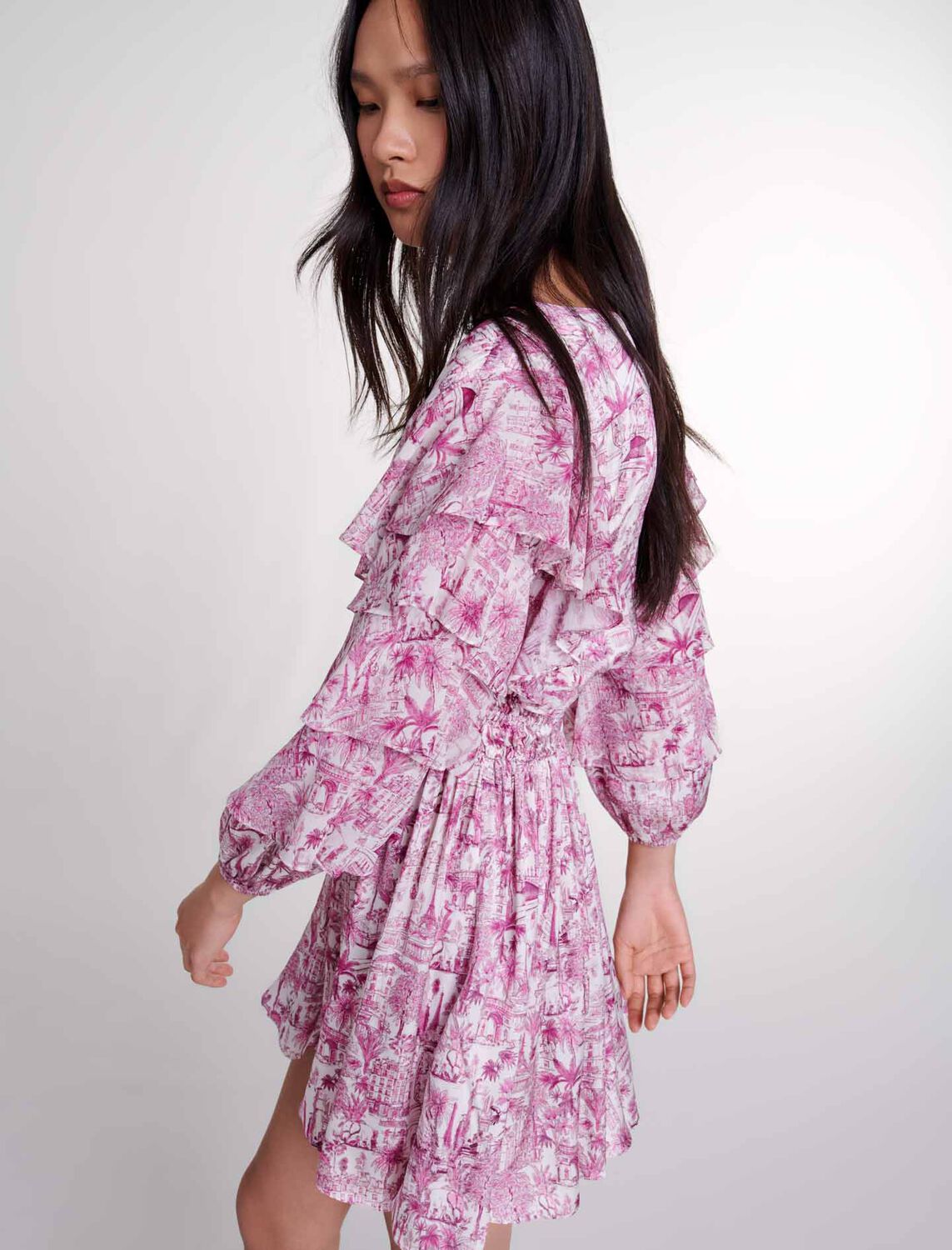 Patterned ruffled dress : Qixi Collection color 