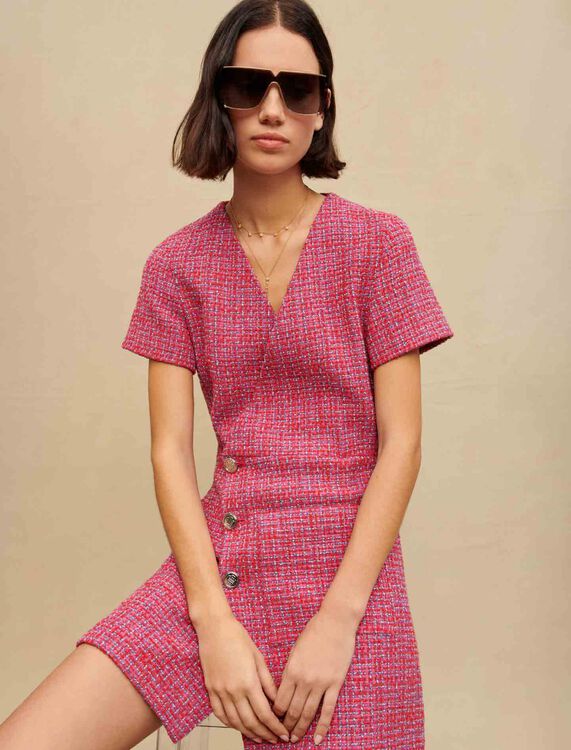 Short tweed dress with open back - Dresses - MAJE