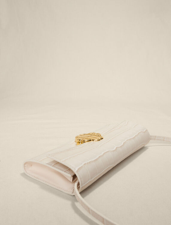 Croc-effect embossed leather bag -  - MAJE
