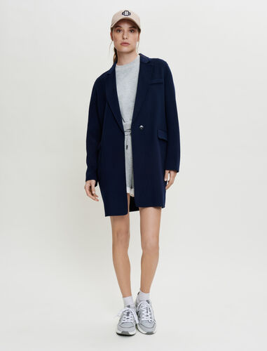 Blazer-style double face coat : Coats & Jackets color Navy