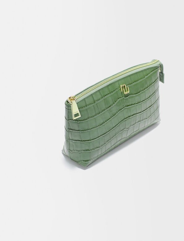 Crocodile-effect embossed leather clutch : Other Accessories color 