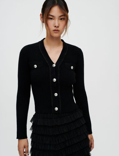 金属饰扣针织开衫 : Sweaters & Cardigans 顏色 黑色/BLACK