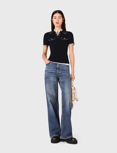 Short-sleeve polo shirt : Sweaters & Cardigans color Navy