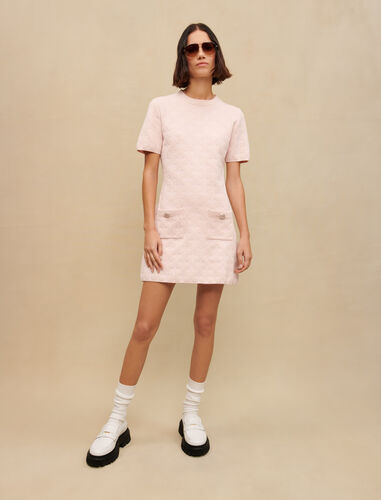 Pink textured knit dress : Dresses color Pink