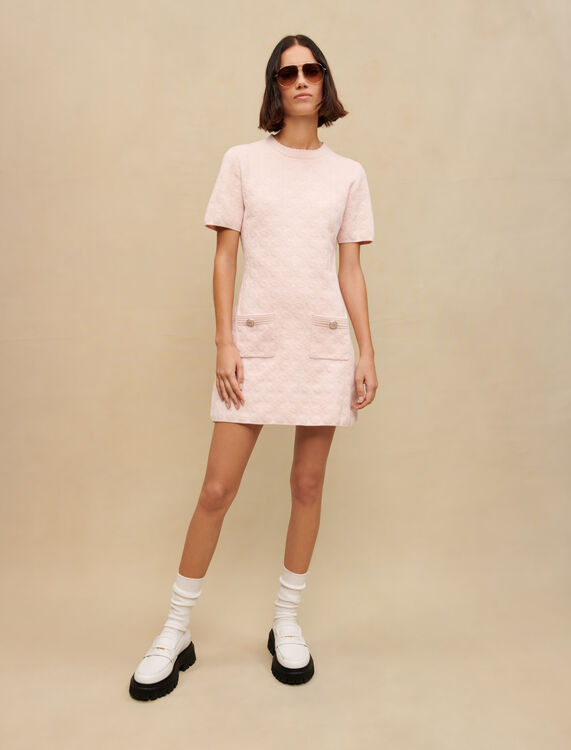 Pink textured knit dress - Dresses - MAJE