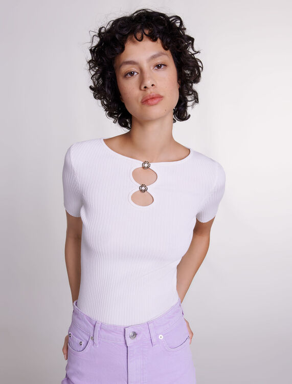 Cutaway knit top with jewellery -  - MAJE