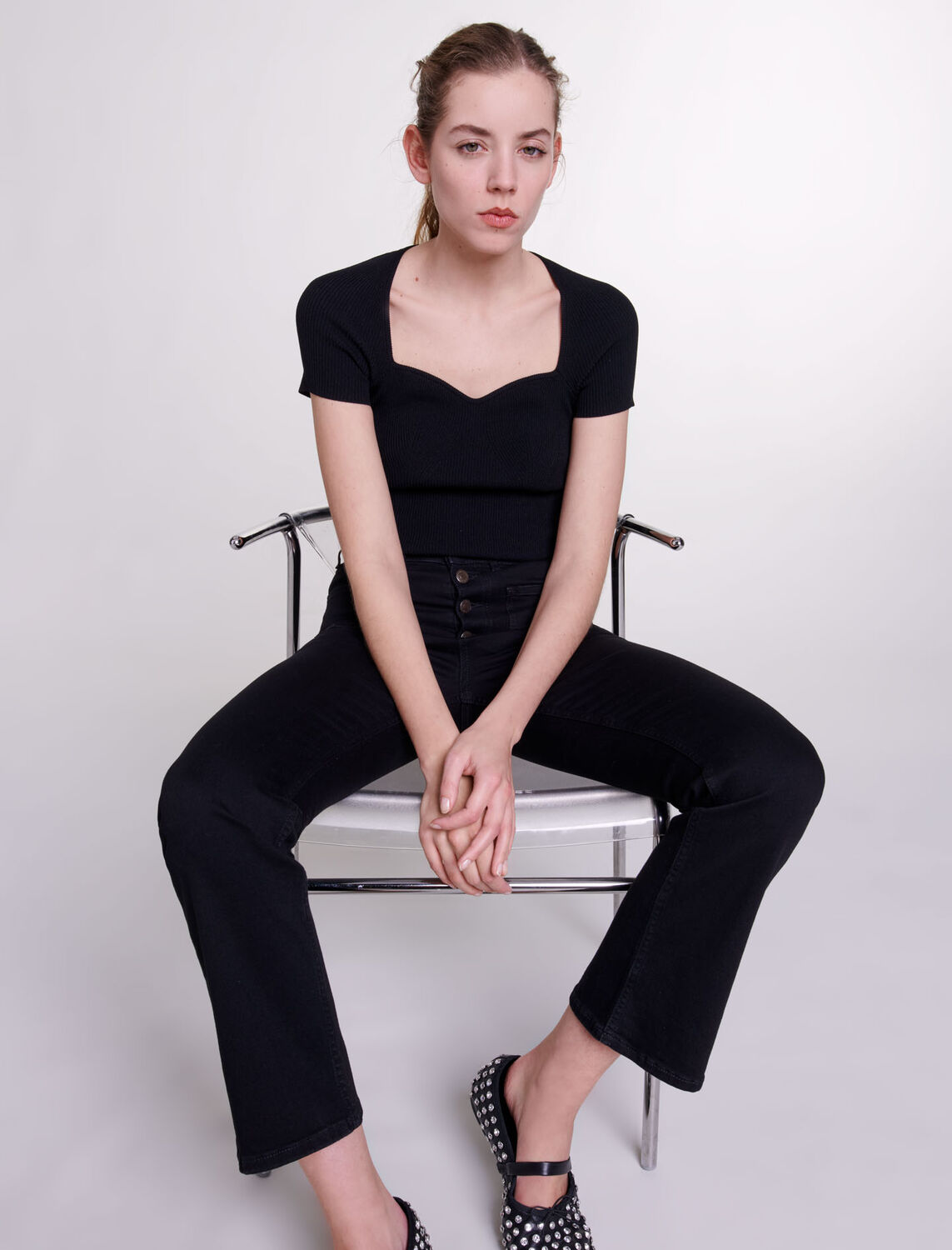 maje : Trousers & Jeans 顏色 黑色/BLACK