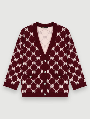 Maje jacquard knit cardigan : Sweaters & Cardigans color Burgundy