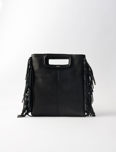 Smooth leather M bag with fringing : M Bag color Black