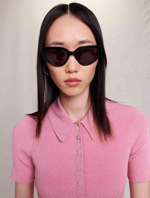 Sparkly knit polo shirt : View All color Pale Pink