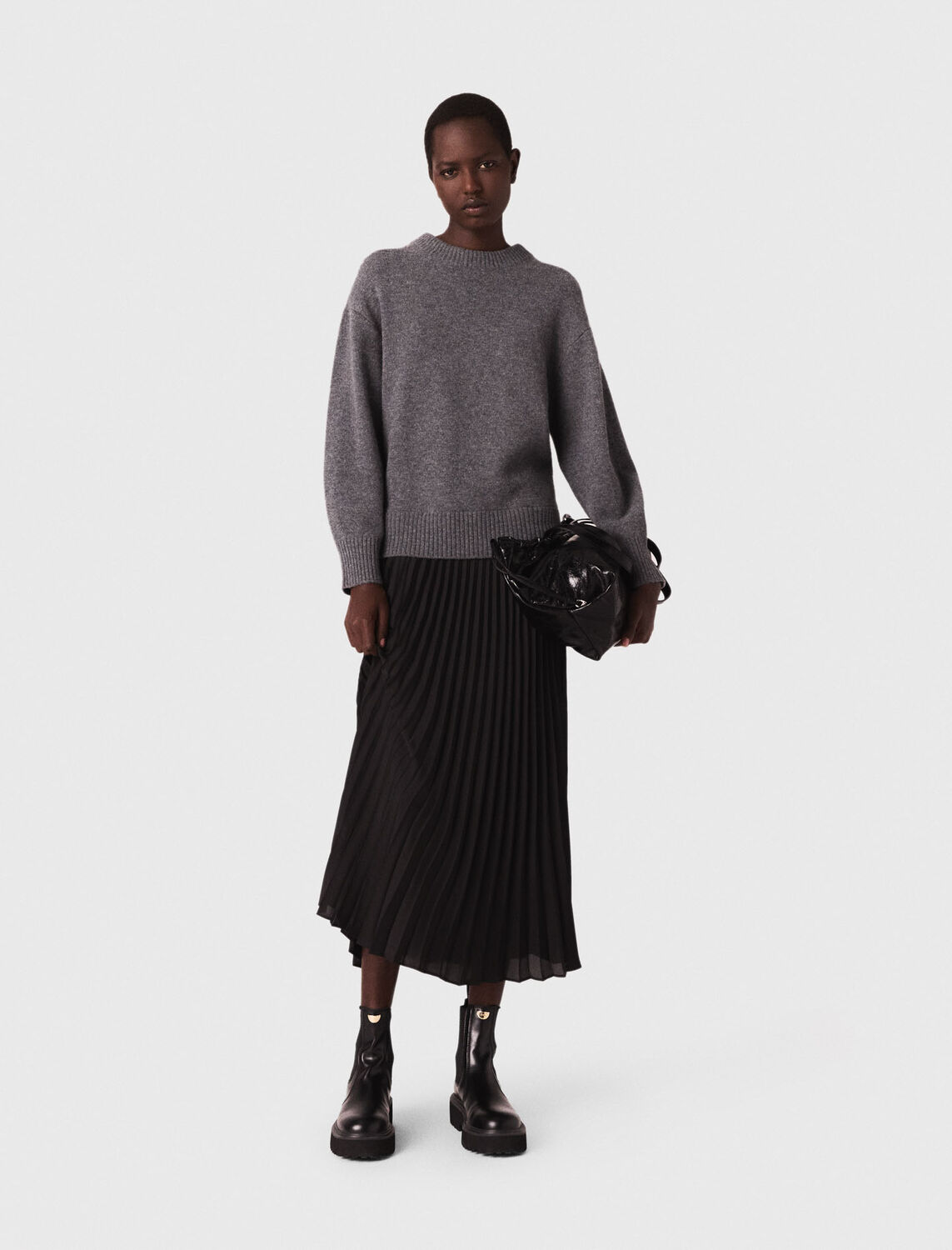 Dual-material maxi dress - Dresses - MAJE