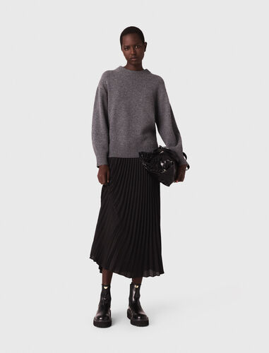 Dual-material maxi dress : Dresses color Grey/Black