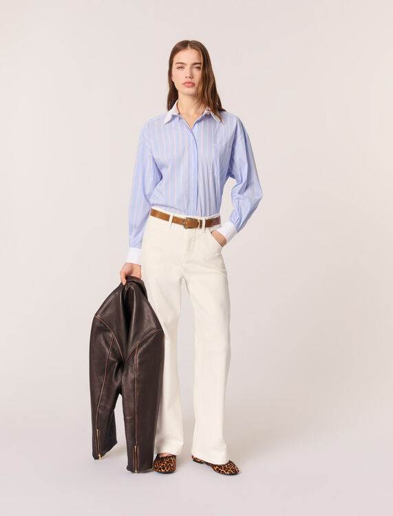 Striped shirt with beaded collar : Shirts color Light Blue Stripes