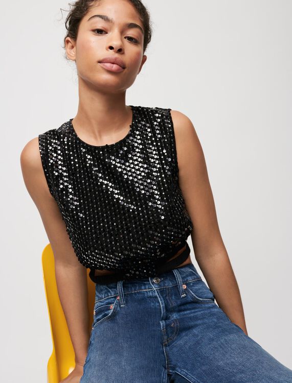Sequinned crop top - Up to 60% off - MAJE