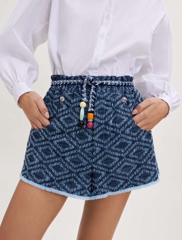 Denim-effect jacquard shorts : Skirts & Shorts color 