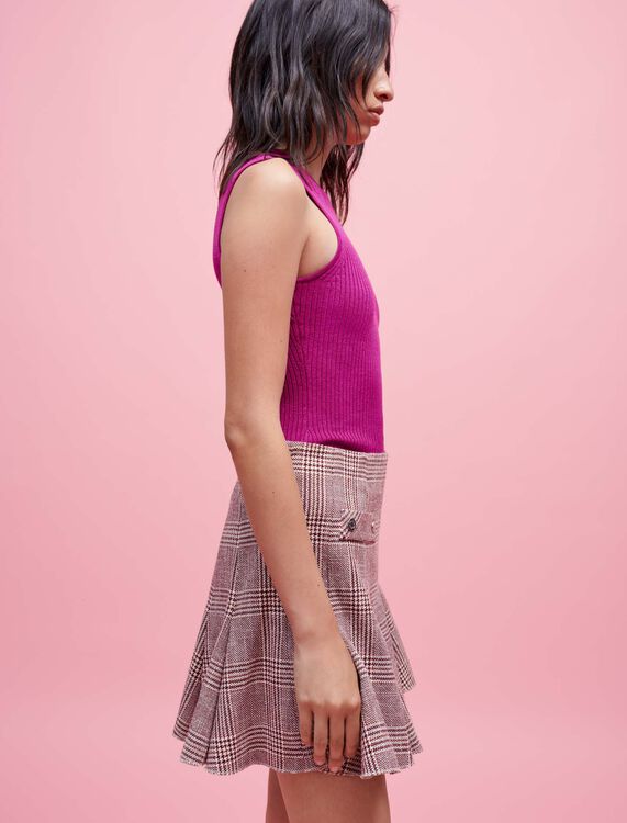 Checked skirt with loose pleats : Skirts & Shorts color Burgundy
