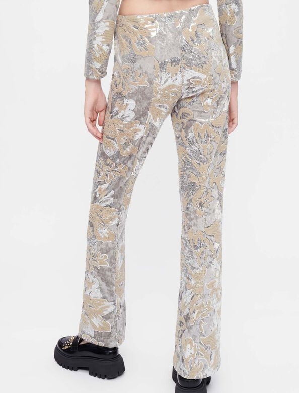Velvet trousers with sequin embroidery : Trousers & Jeans color 