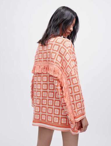 Crochet cardigan with fringing : Sweaters & Cardigans color Orange
