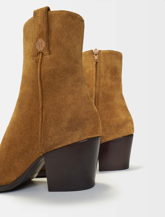 Camel suede boots -  - MAJE
