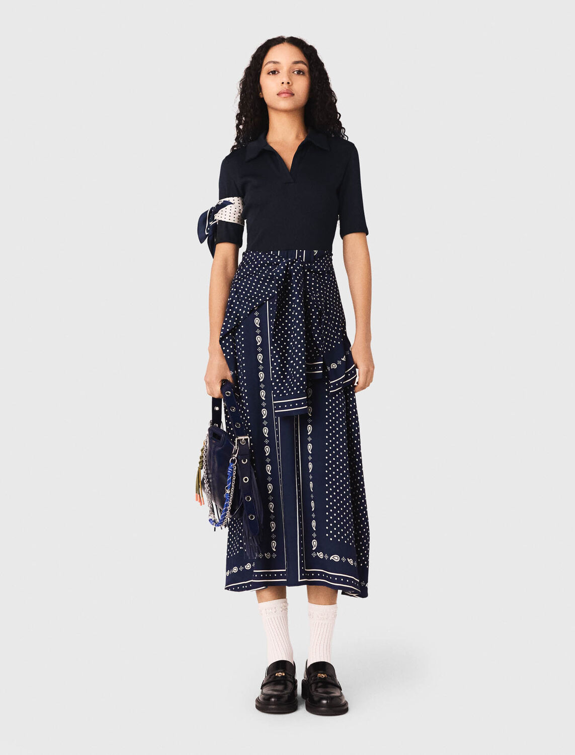 Patterned mixed-material dress - Dresses - MAJE