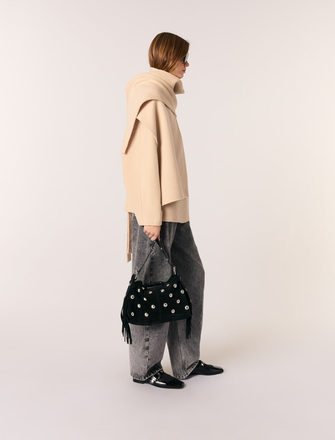 Double-faced coat with scarf - Coats - MAJE