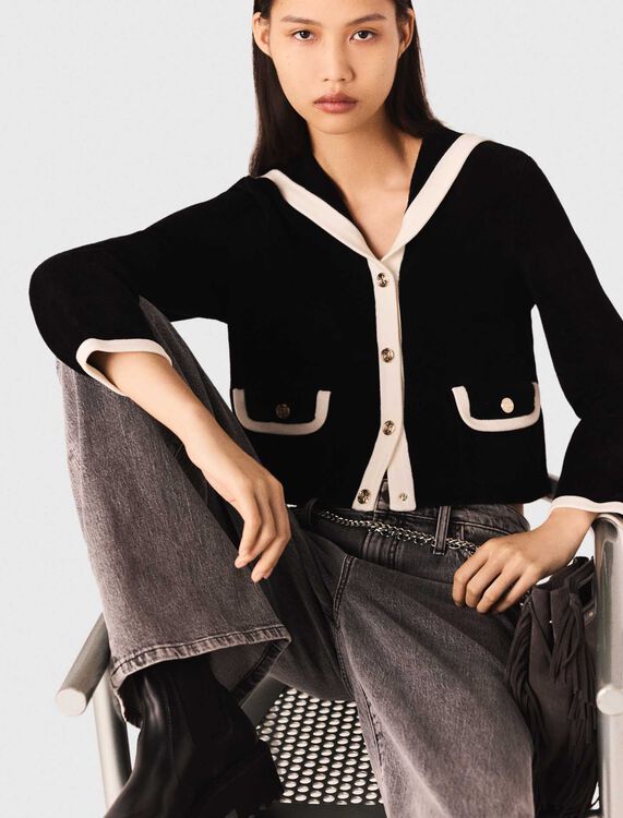 Velvet-effect cardigan - Sweaters & Cardigans - MAJE