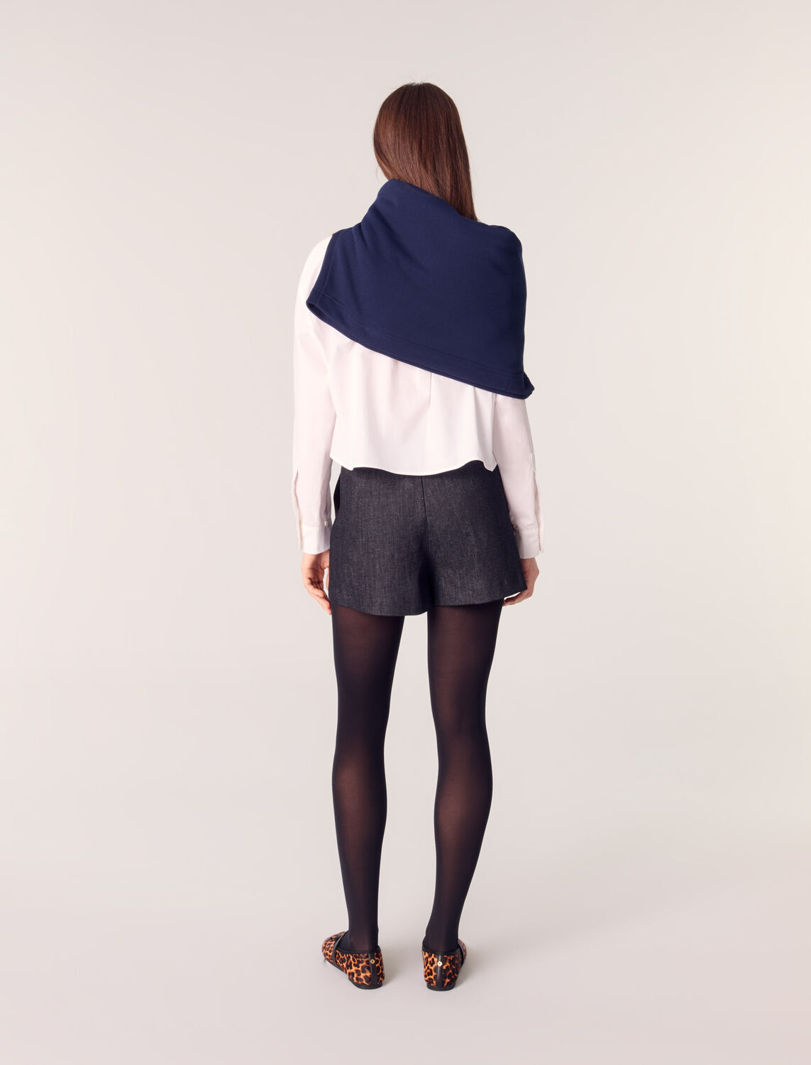 Layered-effect pleated denim shorts - Skirts & Shorts - MAJE
