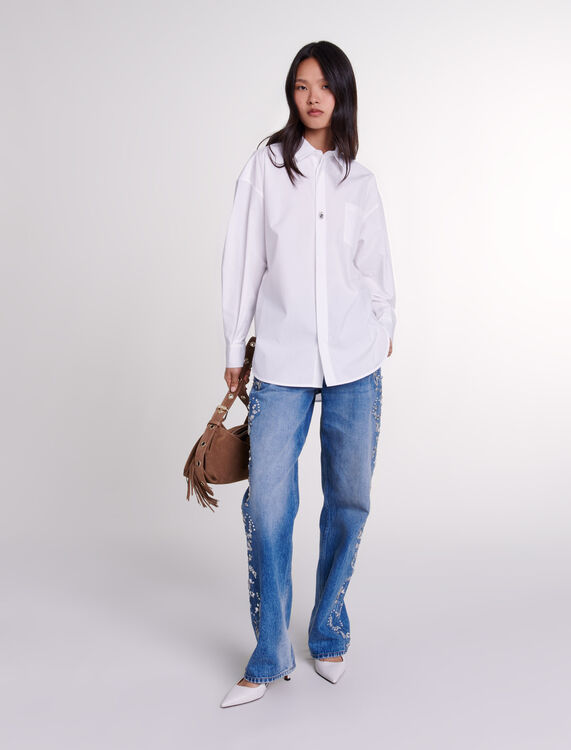 Oversized poplin shirt : View All color White