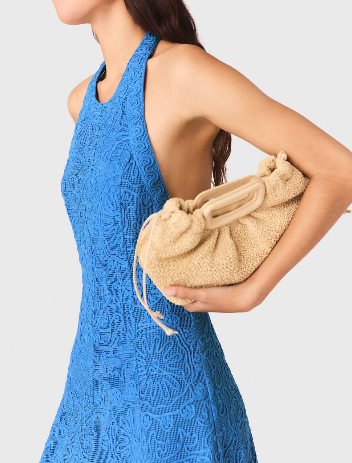 Backless guipure maxi dress : Dresses color Blue