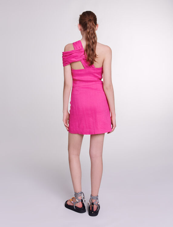 Asymmetrical linen dress - Dresses - MAJE
