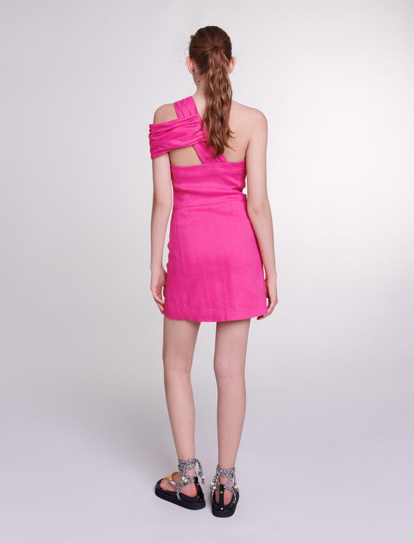 Asymmetrical linen dress : Dresses color Pink